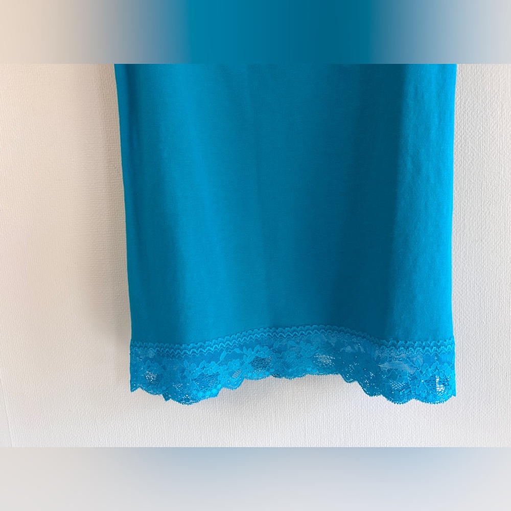 Y2K EXPRESS Lace Trim Cami Tank Top Stretch Teal Camisole Coquette Indie Size M - Picture 5 of 10